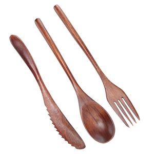 Ensemble d'ustensiles de cuisine en bois faits à la main, cuillère, spatule et spatule ajourée rustiques pour la cuisine domestique - Product Image 3