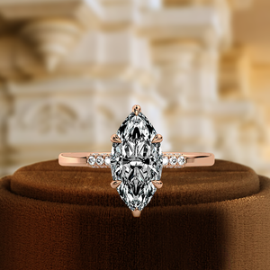 Anillo de Compromiso con Diamante de Corte Marquesa de 1 Quilate con Halo de 6 Puntas, Certificado por IGI, Anillo de Compromiso de Oro Blanco/Amarillo de 14K, Anillo de Propuesta - Product Image 1