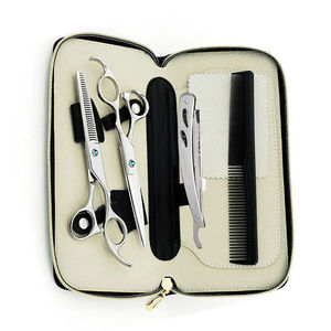 Ciseaux de barbier professionnels, kit de beauté pour salon, lames aiguisées, acier inoxydable, manche noir, pour droitiers, pour la coupe de cheveux à domicile - Product Image 2
