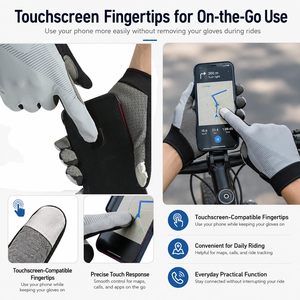 Gants de vélo unisexes à doigts entiers, antidérapants, compatibles avec les écrans tactiles, gants d'été pour le cyclisme, fermeture à scratch, gants légers - Product Image 6