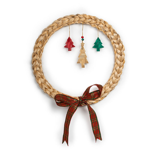 Nouveauté : Couronne de Noël ronde en jonc de mer, vente en gros de couronnes pour porte d'entrée, maison, restaurant, bureau, en provenance du Vietnam - Product Image 1