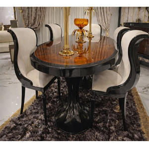 Ensemble de table à manger de qualité supérieure, finition noire élégante, collection Royal Crown, table ronde, achat de meubles de salle à manger victoriens au Royaume-Uni - Product Image 1