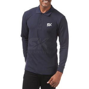 Polo à manches longues pour homme de qualité supérieure, style tendance, 100% coton, prix abordable, polo à manches longues uni pour homme - Product Image 3