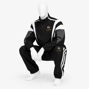 Ensemble de survêtement en nylon personnalisé pour homme, veste coupe-vent à capuche zippée, pantalon ample à jambes larges, tenue décontractée streetwear coupe-vent - Product Image 3