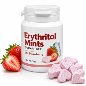 Fabricant de bonbons rafraîchissants pour l'haleine, sans sucre, à l'érythritol, saveur fraise glacée, marque privée OEM - Product Image 2