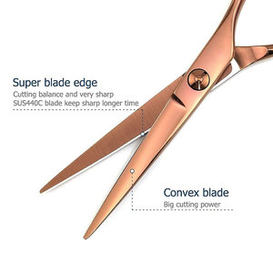 Ciseaux de barbier de qualité japonaise faits à la main, en acier inoxydable 440C, qualité supérieure, ciseaux de barbier à crochet fixe, finition or rose - Product Image 6
