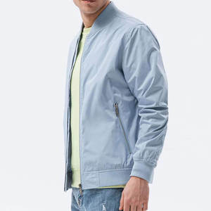 Blouson Bomber Léger Bleu Ciel pour Homme – Coupe Slim Décontractée, Coupe-Vent Printemps-Automne, Fermeture Éclair, Style Universitaire, Manteau Tendance - Product Image 3