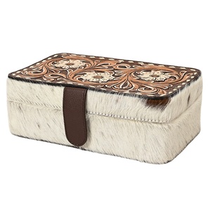 Bohemian Autumn Western Floral Eco-Friendly Genuine Leather Vanity Case with Decorative <b>Storage</b> <b>for</b> Makeup and Jewelry - Product Image 1