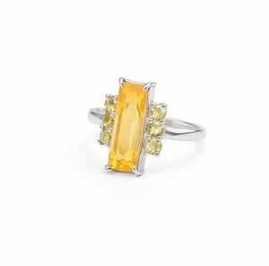 Luxury Design 925 Silver <b>Citrine</b> Gemstone <b>Ring</b> (4.9 Grams) Modern Style Jewelry Anniversary Gift For Women - Product Image 2