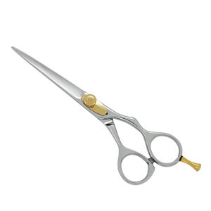 Custom Logo Professional <b>Barber</b> Scissors Hair Cutting Silver Stainless Steel Sharp <b>Blade</b> Tip with Gold Screw Premium Salon - Product Image 1