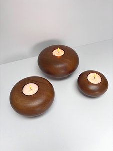 Nordic Style Wooden Candle <b>Stand</b> for <b>Tea</b> Lights Round Natural Finish Holder for Wedding and Home Decoration - Product Image 1