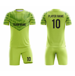Ensemble de maillots de football personnalisés vert sublimé, col rond, manches courtes, polyester respirant, uniforme sportif pour hommes, nom de l'équipe 10 - Product Image 3