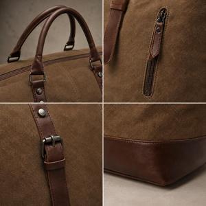 High Quality Canvas Genuine Leather Travel <b>Bag</b> Waterproof <b>Men</b> Overnight Duffel Vintage <b>Weekender</b> Luggage <b>Bag</b> LCTB-0167 - Product Image 6