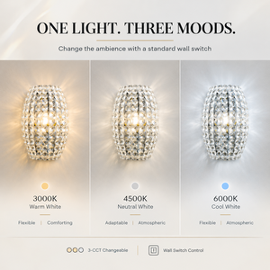 Lámpara de pared de cristal moderna con marco de hierro E14, tres temperaturas de color para decoración de dormitorio, hotel, pasillo y sala de estar - Product Image 3