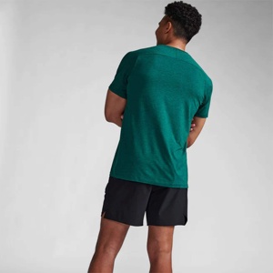 เสื้อยืดคอกลมแขนสั้นสีเขียวมรกตสำหรับผู้ชาย ผ้าโพลีเอสเตอร์ถัก 100% ทรงปกติ สีพื้น สไตล์ลำลอง แห้งเร็ว - Product Image 3