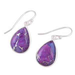 Boucles d'oreilles pendantes en argent sterling 925 avec lapis-lazuli en forme de poire serti clos, pierre précieuse naturelle, vente en gros - Product Image 1