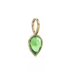 Pendentif Breloque en Or Jaune Massif 14 carats avec Peridote / Pierre de Naissance d'Août Prasiolite / Pierre Précieuse Verte 7mm / Forme Poire - Product Image 5