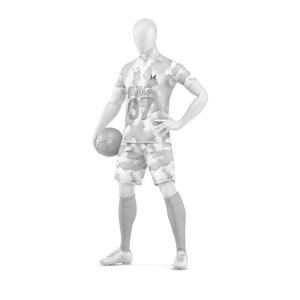 Conjunto de Camiseta y Pantalones Cortos de Fútbol Personalizados para Hombre, 100% Poliéster, Elásticos en Cuatro Direcciones, Secado Rápido, Impresión por Transferencia de Calor, Nombre del Equipo, Letras y Logotipo - Product Image 4