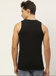 Débardeur noir pour homme avec imprimé « Blood Sweat Respect », col rond, sans manches, style décontracté, 100 % coton respirant, tricoté - Product Image 4