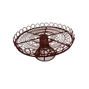 Rustic Metal Round <b>Storage</b> Basket With Spiral Wire Design Standing Type For Living Room Kitchen <b>Tabletop</b> Decor - Product Image 1