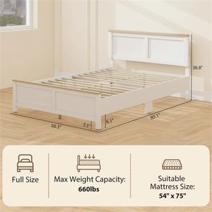 Struttura letto imbottita bianca facile da montare con testiera e design a piattaforma - Product Image 6