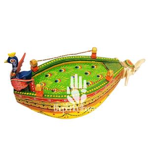 เรือไม้ทาสีลายหัวนกยูงและช้างจาก Theperfectbazaar - Product Image 4