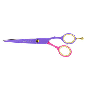 Ciseaux en acier inoxydable rose vif et violet électrique pour coupes de précision, ciseaux de coiffure japonais de 5,75 pouces - Product Image 1