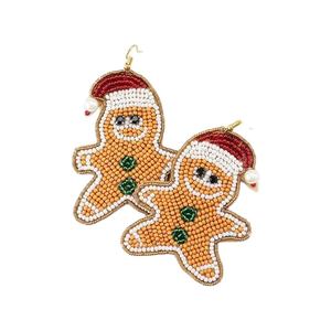 Pendientes colgantes de bordado de Navidad hechos a mano Diseños de abalorios de semillas de tendencia con logotipo personalizable Accesorio de moda festivo - Product Image 1