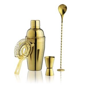 Ensemble de cuillères, passoires, doseurs et shakers en acier inoxydable plaqué or, de qualité supérieure et au design moderne, avec logo personnalisé, pour bars et barmans, à prix abordable - Product Image 1