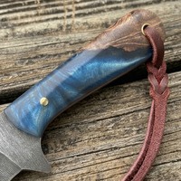Couteau de chasse et de camping artisanal en acier à haute teneur en carbone 1095, de qualité DIY, à pointe tombante, avec manche en bois et résine et étui en cuir