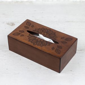 Classic Walnut Wood <b>Tissue</b> Holder Stand Home Living Room Premium Durable <b>Paper</b> Storage Box Napkin Holders Dinner Table Hs - Product Image 1