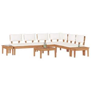 Ensemble de bancs de jardin en teck avec coussins, 6 places, mobilier d'extérieur, design contemporain, sièges de patio en bois massif - Product Image 3