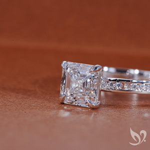 2CT Asscher Cut Lab <b>Diamond</b> <b>Ring</b> Channel Pave Band IGI Certified 10K White Gold Engagement <b>Ring</b> - Product Image 1