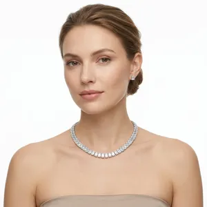 Collier tennis de luxe en diamants de laboratoire taille brillant rond, plaqué or 14k/18k, haute clarté, certifié IGI, style hip-hop pour femme - Product Image 4