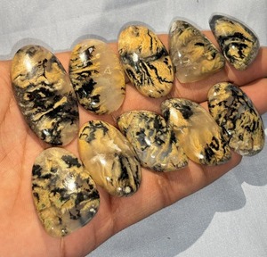MAHNAJ GEMS Wholesale Tiger Dendritic Agate Cabochon Bead Caps Natural Gemstone Material Lightweight High Quality Jewelry Stone - Product Image 1