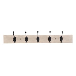 Appendiabiti Rustico Premium in Legno Massello con 5 Ganci in Ferro Riutilizzabili e Regolabili, Montaggio a Parete per Camera da Letto e Cucina - Product Image 5