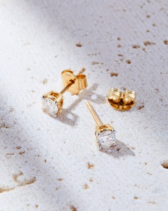 14K Solid Gold Diamond <b>Stud</b> <b>Earrings</b> Round Brilliant Cut G Color Natural Stone Women's Classic Everyday Wear - Product Image 3