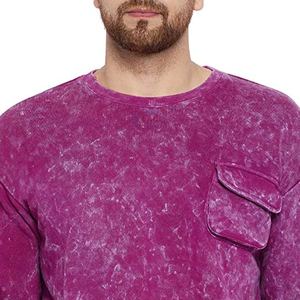 ชุดเซ็ตแทรคสูทสีม่วงฟอกยีนส์สำหรับผู้ชาย เสื้อคอกลม กางเกงจ็อกเกอร์ทรงคาร์โก้ สไตล์สตรีทแวร์ ชุดสองชิ้น - Product Image 5