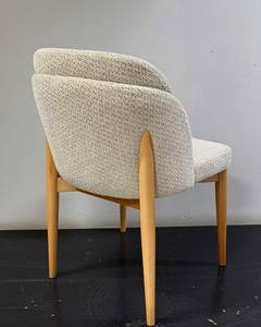 Modern <b>Upholstered</b> Fabric Dining <b>Chair</b> with Curved Back and Natural Wood Legs for Home Furniture - Product Image 2