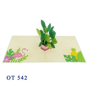 Tarjeta Pop-up Hecha a Mano con Hojas Tropicales, Diseño Floral, Origen Hanói, para Bodas y Otras Ocasiones, Diseño Personalizado - Product Image 5