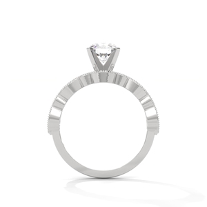 18K Gold Engagement <b>Ring</b> Round Brilliant Diamond Bridal Band Marquise Side Stone <b>Resizable</b> Women Jewelry - Product Image 3