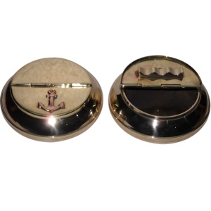 Cenicero de Metal clásico de bronce con tapa abatible para interiores/exteriores, diseño único para decoración de acero para oficina en casa, a prueba de viento - Product Image 1