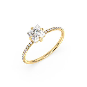 Anillo Solitario REYES con Halo Oculto de Moissanita Corte Princesa de 1.06 Quilates, Plata de Ley 925, Certificado GRA, Joyería Fina - Product Image 1