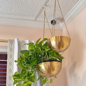 Ensemble de 2 jardinières suspendues géométriques modernes en métal, ovales et rondes, résistantes à la rouille, pour jardin vertical intérieur/extérieur - Product Image 6