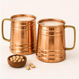 Pure Solid Copper Beer <b>Mug</b> Handmade Polished Copper <b>Mugs</b> with Brass Handle <b>Large</b> Capacity Metal Drinkware for Bar & Hotel Use - Product Image 4