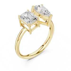 Bague Fine en Or Massif 14K avec Diamant de Laboratoire Taille Poire Émeraude 1 Carat Chaque, Design Unique, Bijoux de Corps Raffinés, Élégance Premium - Product Image 4