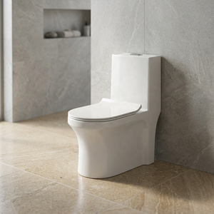 WC monobloc en céramique de haute qualité avec chasse d'eau automatique et réservoir encastré pour projets de salles de bain modernes - Product Image 4