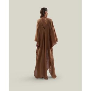 Robe de soirée élégante pour femme, coupe trapèze, col en V, manches classiques, couleur unie, taille basse, longueur cheville, respirante et écologique - Product Image 5
