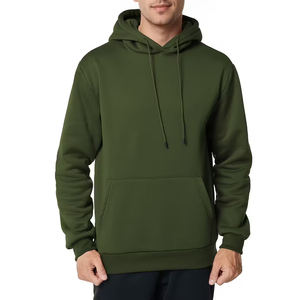 Sweat à capuche pour homme en polaire 100% polyester, couleur unie, manches longues, avec poche, respirant, hiver - Product Image 4
