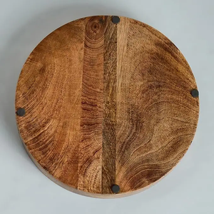 Plateau de service populaire et élégant en bois d'acacia, motif dessin animé poli, écologique, pour café, desserts, cuisine, salon, plantes - Product Image 4